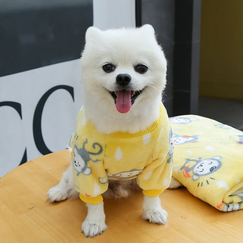 Funny Monkey Print Winter Dog Clothes French Bulldog Flannel Winter Dog Hoodies Medium Puppy Clothing for Cat Christmas Costume