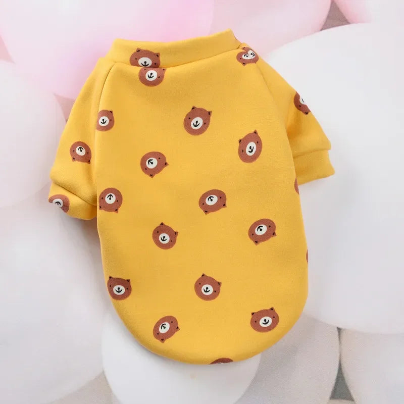 Pet Dog Costume Cute Printed Pet Coat Cotton Soft Pullover Dog Shirt Jacket Sweatshirt Hoodie Cat Clothes Suit Sweater Outfit