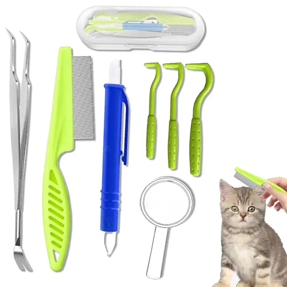Pet Tick Removal Tool Remove Flea Tick Comprehensive Tool for Pets Tick Control Products Puppy Pet Kitten Flea Cleaning Tools