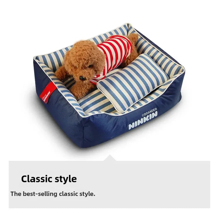 Wholesale Pet Nest Bite Resistant Yarn Canvas Kennel Dog Bed, Teddy Square Dog Bed All Seasons Cat Nest