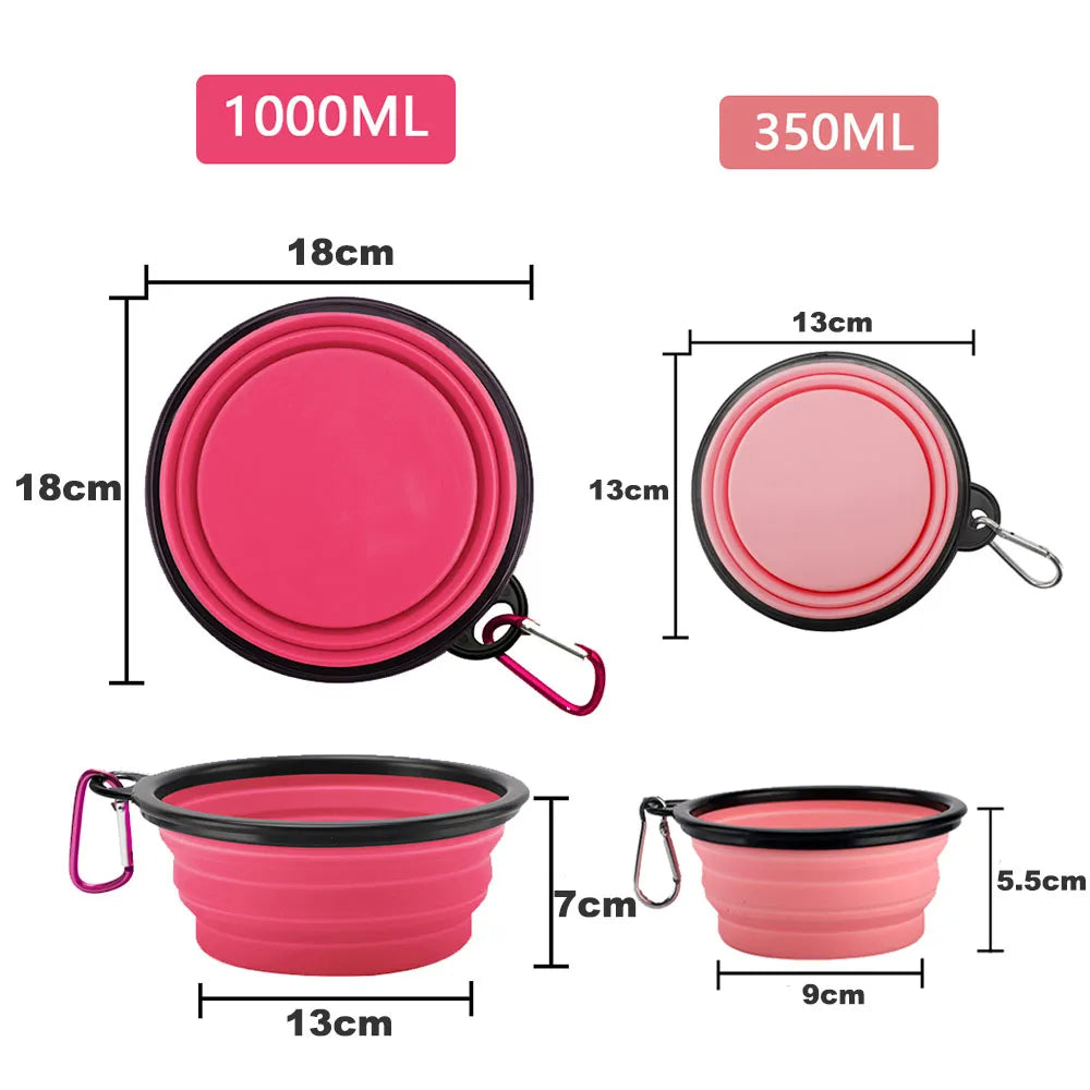 Collapsible Dog Bowls Portable Travel Dog Bowls Expandable for Cat Dog Water Bowl Food Feeding Dish Silicone Pet Bowl 350/1000ml