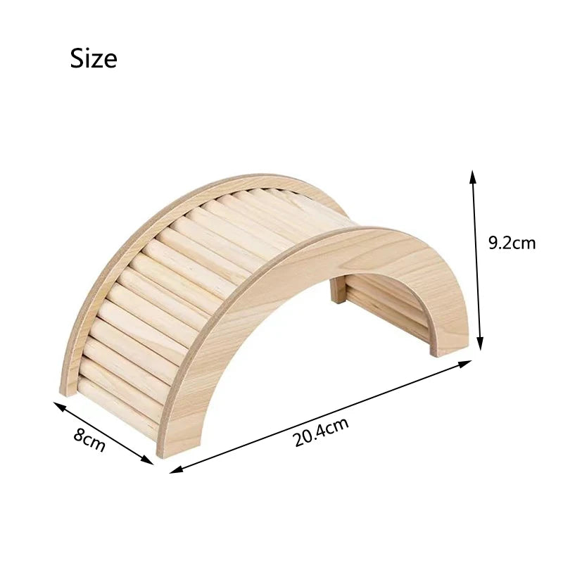 Smooth Hamster Hideaway Wooden Hamster House with Climbing Ladder Small Pet Castle Arch Bridge for Dwarf Mice Gerbils Small Pets