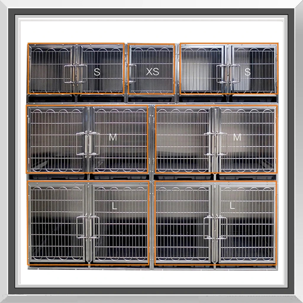 Stainless Steel Pet Cages for Dogs, Cats and Other Animals in Veterinary Hospitals and Clinics Three Sizes To Choose From