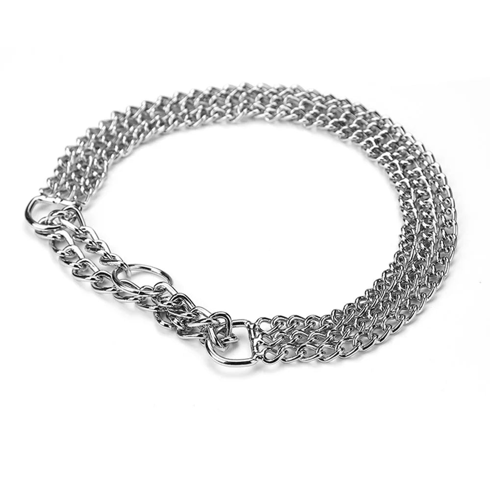 Dog Choker Collar No Pull Dog Collar Martingale Collar Seamless Die-Casting Three Row Chain Dog Collar for Dogs Training Walking