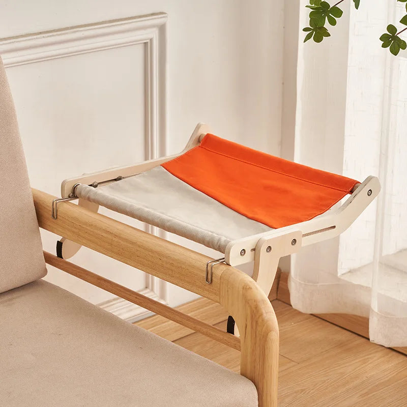 Pet Window Hanging Cat Bed, Removable Balcony Cat Hanging Hammock Wooden Assembly Indoor Bedside Bed Pet Nest