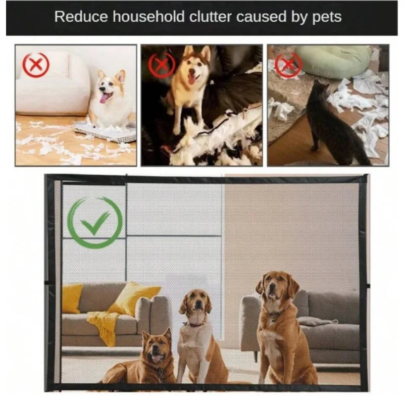 Pet Dog Fence Gate Safe Guard Safety Enclosure Folding Dog Fences Dog Gate The Ingenious Mesh Magic Pet Gate Pet Supplies