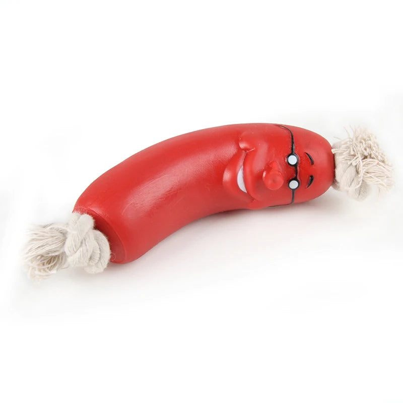 1Pcs Interactive Squeaky Pet Dog Chew Toys Teeth Cleaning Funny Brown Toy Rubber Sausage Products Toys For dog Pets accessories