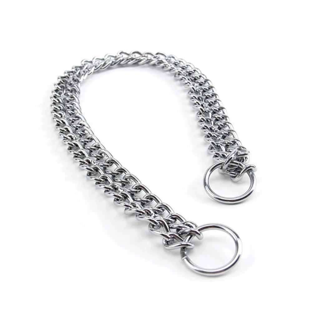 Chain Dog Training Choke Collar Adjustable Double Row Stainless Steel Chain Slip Collar Strong & Durable Dog Slip P Chain Collar