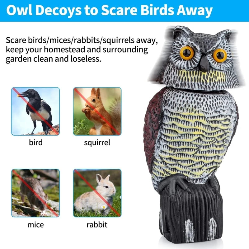 Owl Decoys to Scare Birds Squirrels Away Realistic Bird Repeller Owl Prowler Decoy Protection Repellent Pest Control Scarecrow