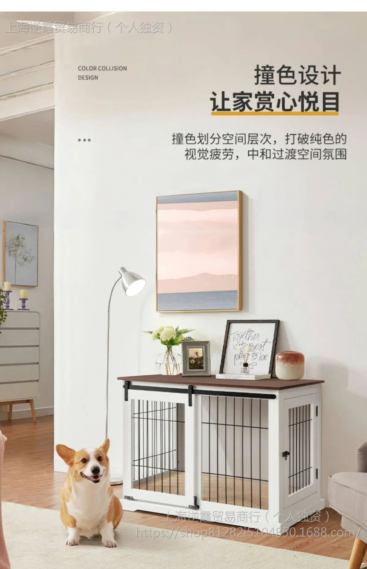 Unipaws sliding door cage high-end furniture wind pet cage medium and large dog house