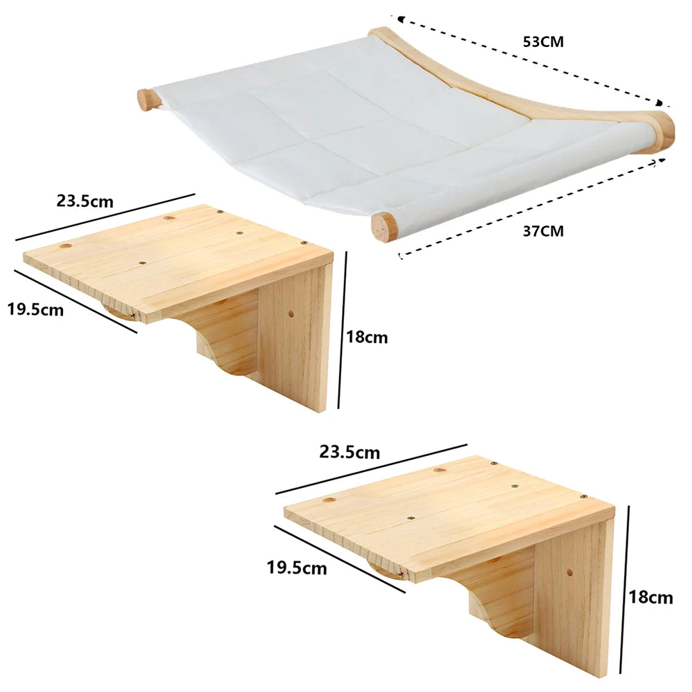Cat Bridge Wall Mounted Wooden Furniture Scratcher Kitty Beds Perches Stable Cats Wall Shelves For Sleeping Playing Climbing