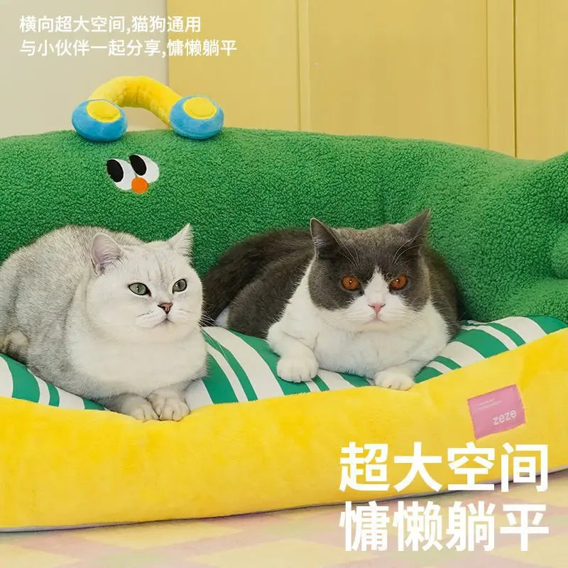 Zeze green lush pet bed cat litter all seasons removable dog litter teddy bear small dog warm sofa