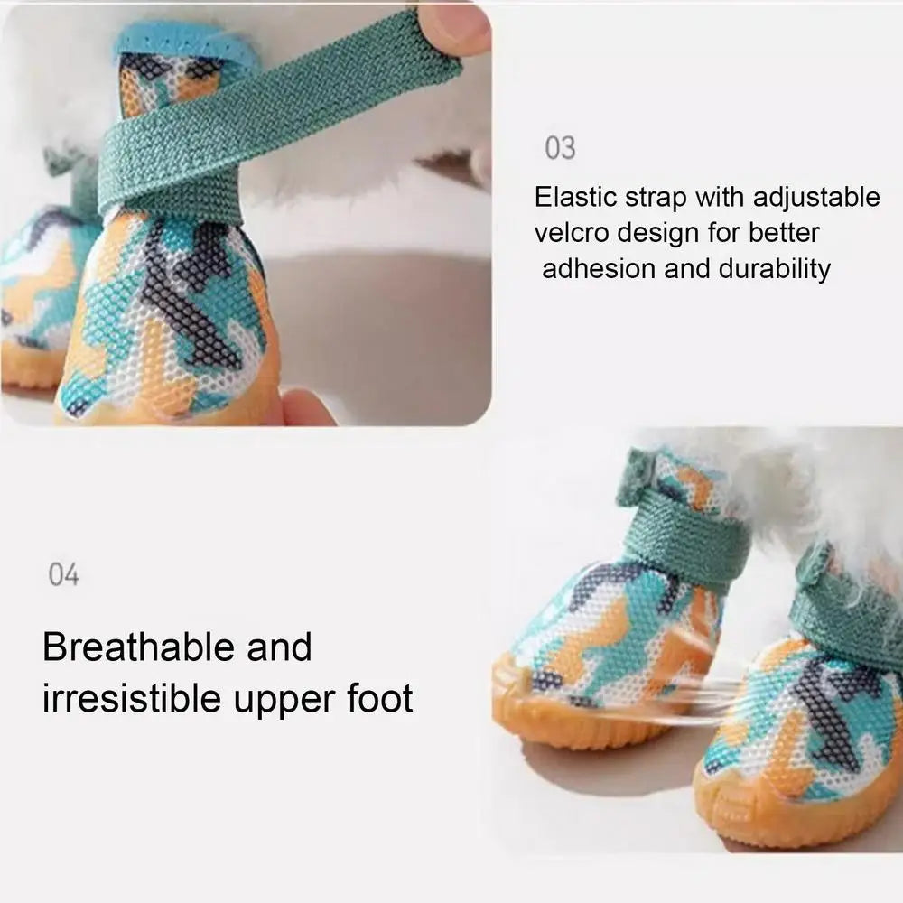 Summer Dog Shoes 4PCS Breathable Shoes For Small Dogs Boots Booties Paw Protector Puppy Shoes Anti-Slip Sole Cat Shoes Boots