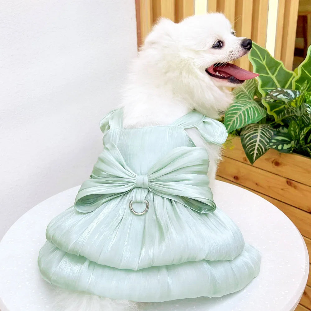 Summer Pet Dog Skirt Puppy Striped Butterfly Skirt Princess Baby Dog Wedding Midi Dress Cat Skirt Shih Tzu Dog Clothes for Party