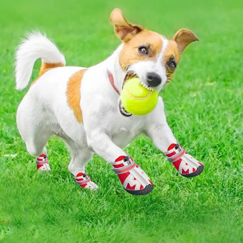 4PCS Dog Boots Dog Boots Paw Protector 5 Sizes Dog Boots With Rugged Rubber Sole Breathable Dog Boots Anti-slip For Summer