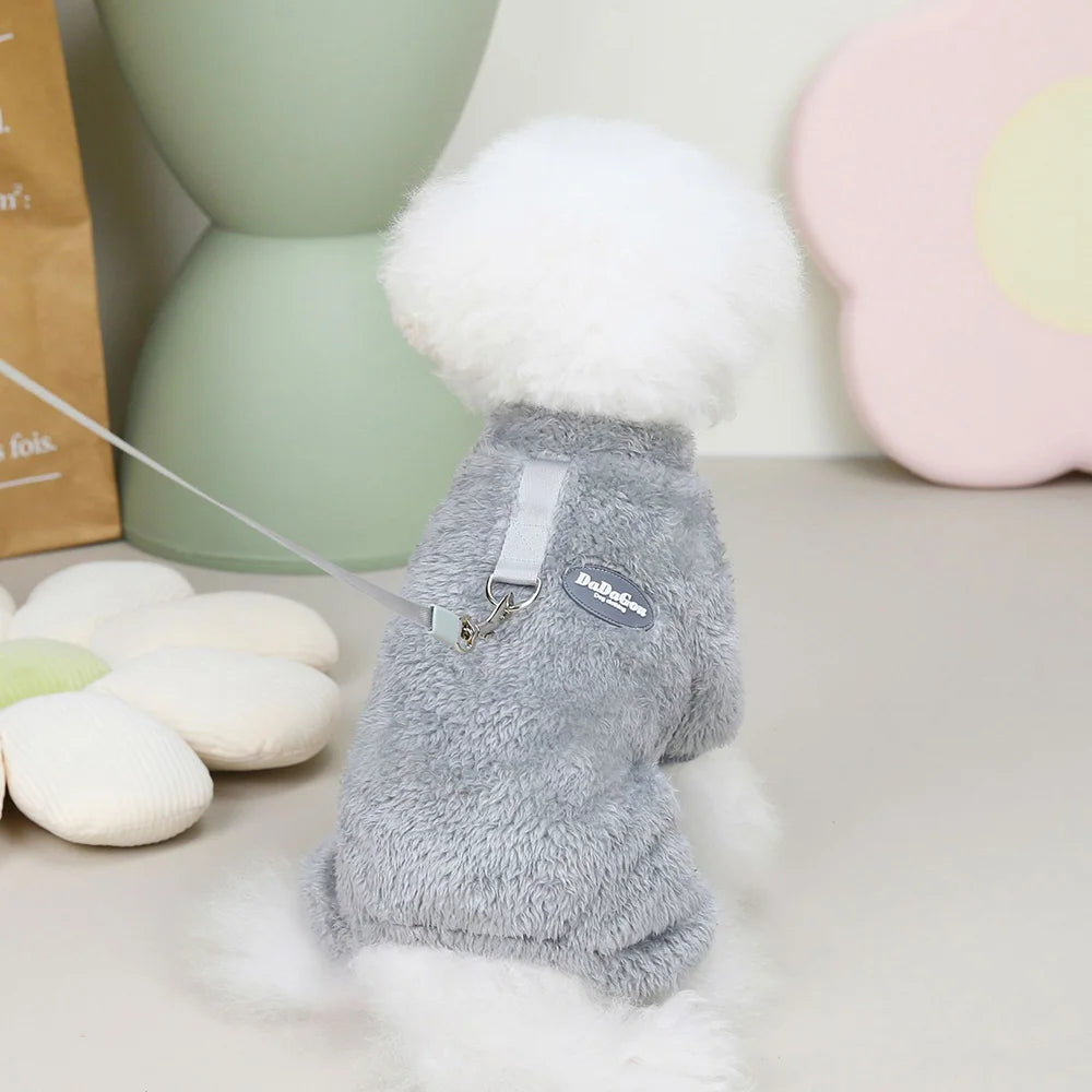Fleece Pet Clothing Autumn Winter Warm Dog Jumpsuit Pajamas For Small Dogs Bichon Pomeranian Clothes Puppy Dog Cat Overalls Coat