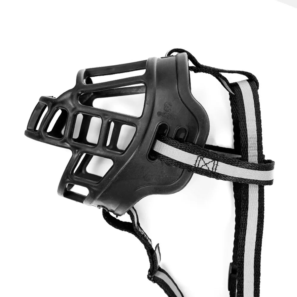 Dog Muzzle Adjustable Soft & Durable Breathable Basket Muzzle Prevents Dog Biting Chewing & Scavenging Allows Panting & Drinking