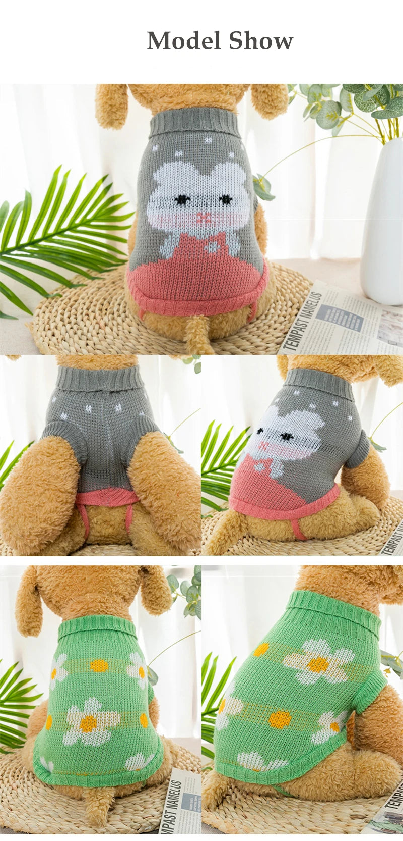 Luxury Designer Clothes for Dogs Cartoon Animal High Collar Winter Chihuahua Clothing Pet Keep Warm Winter Christmas Cat Sweater