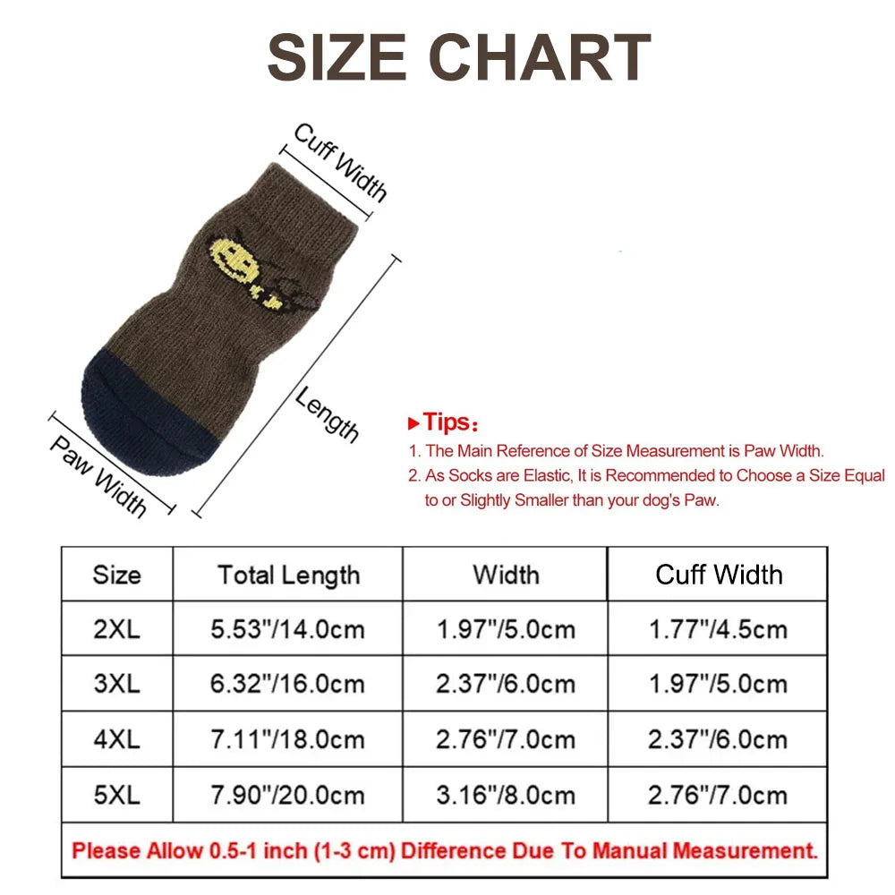 Premium Anti-Slip Dog Socks 4pcs Indoor Dog Socks Prevents Licking Slipping Great for Dog Paw Protection for Medium Large Dogs