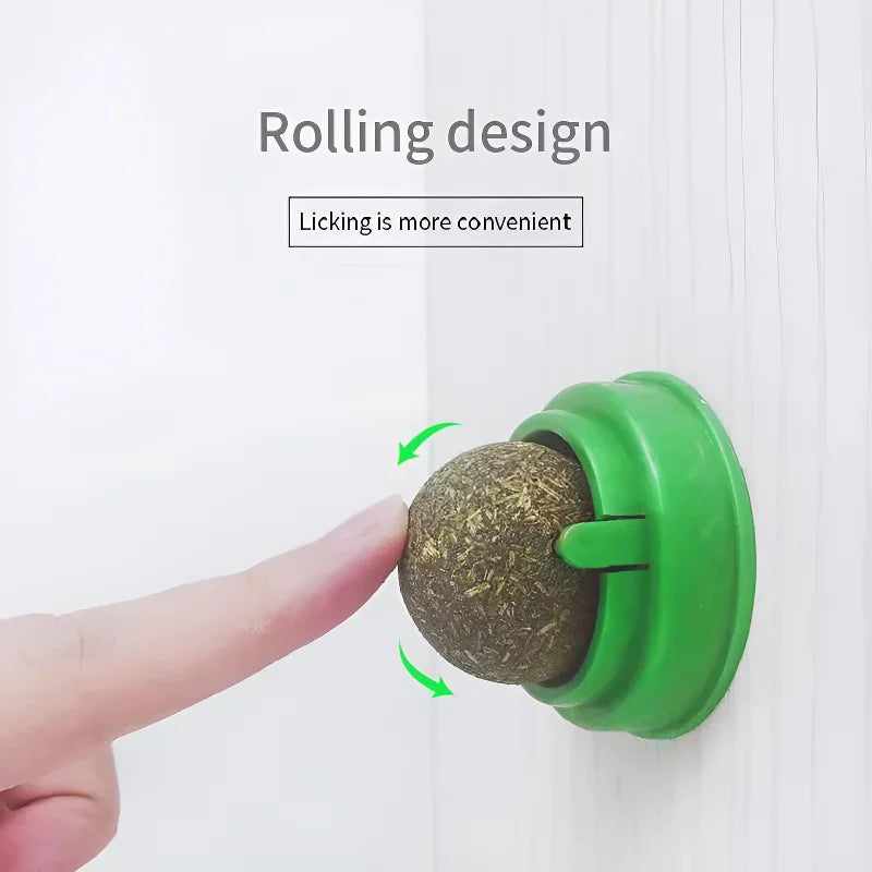 Natural Catnip Cats Wall Stick-on Ball Toy Scratchers Treats Healthy Natural Removes Balls to Promote Digestion Cat Grass Snack