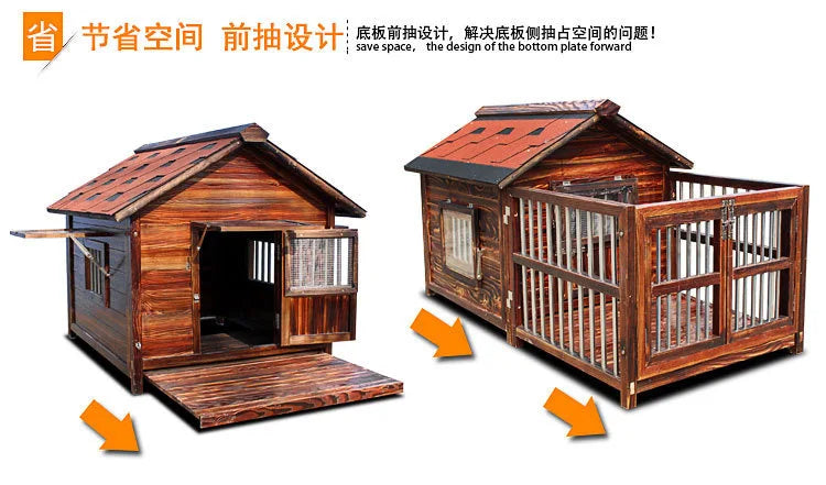 4XL Pet Kennel Large Dog Summer Cooler All Seasons Universal Medium Dog Kennel Solid Wood Removal and Washing