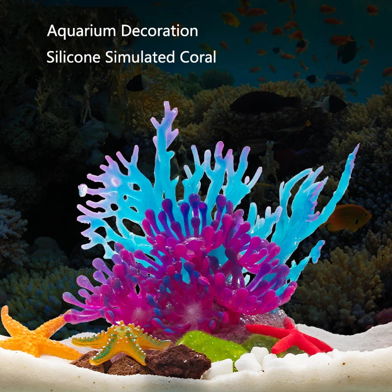 Artificial Silicone Underwater Coral Aquarium Fish Tank Simulation Decoration Aquarium Backgrounds Plants Water Grass Decora