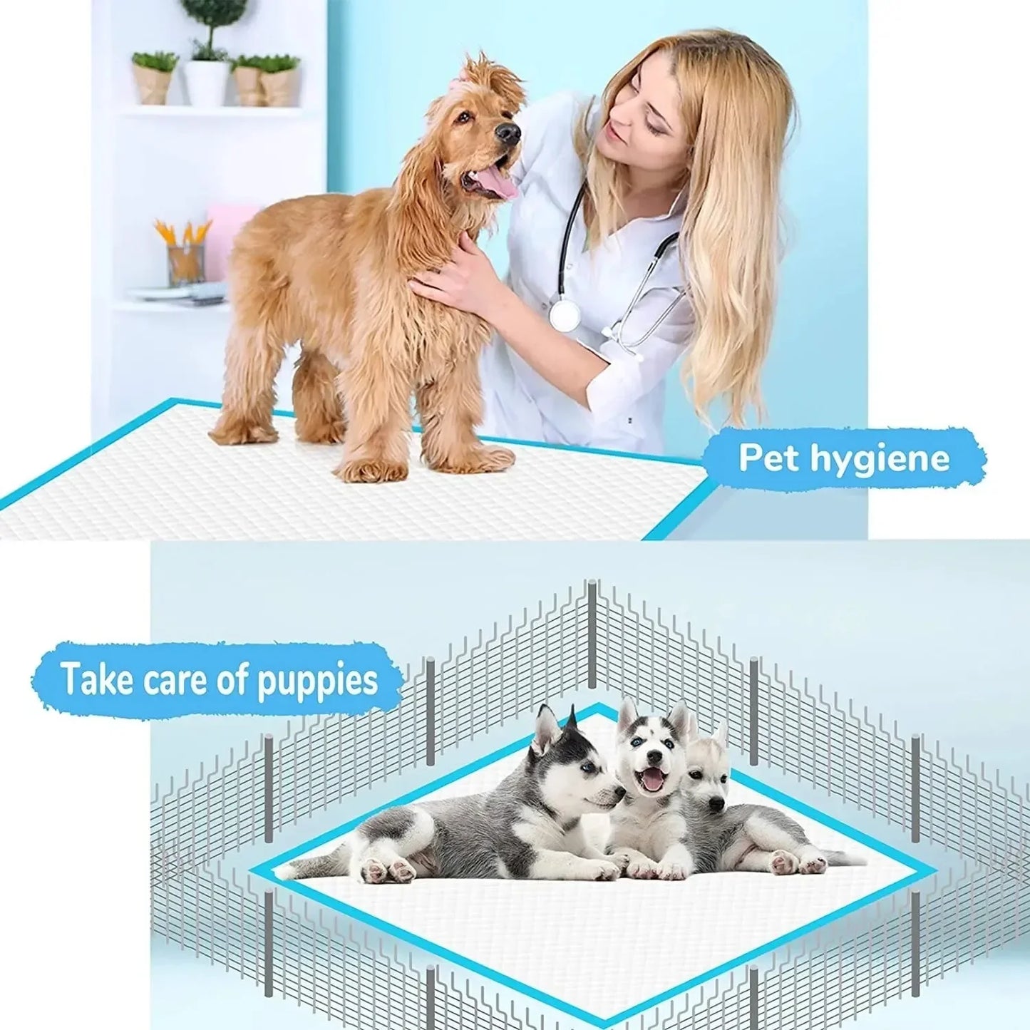 20/40/50/100pcs Dog Disposable Urine Pads, Dog Diapers High Absorbent Pet Cage Pads Puppy Potty Training Pads