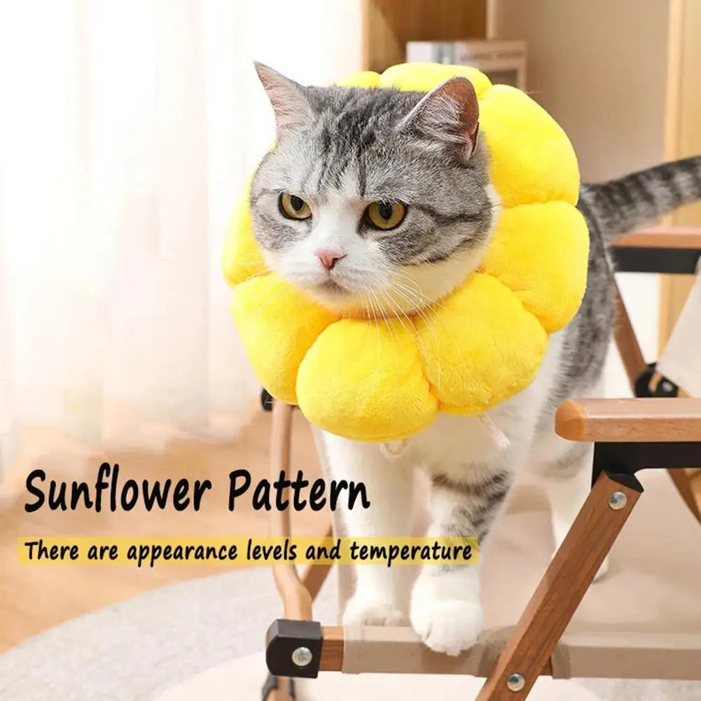 3 Sizes Adjustable Sunflower Elizabeth For Pet Cat Anti-bite Recovery Collar For Dog Cat Sterilization Anti Lick Head K1F9