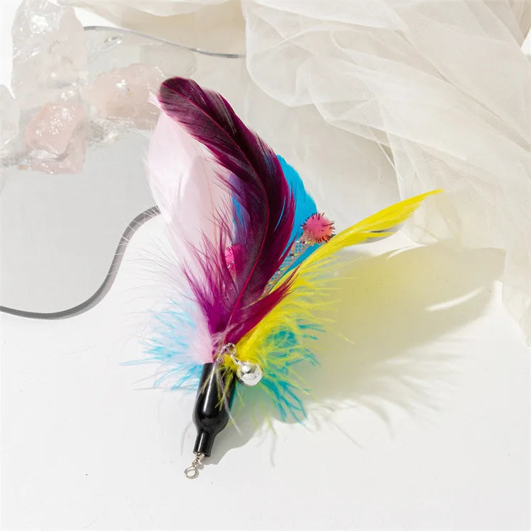 Cat Toy Cat Teaser Sticks Playing Cat Stick Replacement Feather Net Tube Bell Cat Interactive Toy Cat Supplies