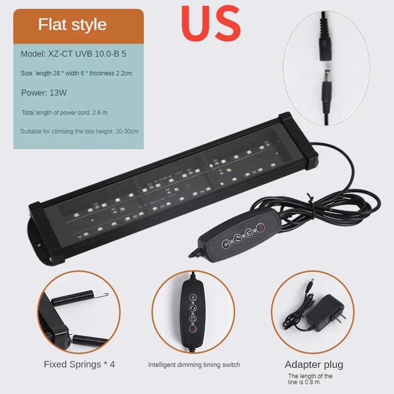 UVA+UVB Reptile Full Spectrum LED Light Turtle Lizard Snake Terrarium Sunbathe Heat Lamp 10.0 20.0 Sun Lamp Sunbathe Heat Lamp