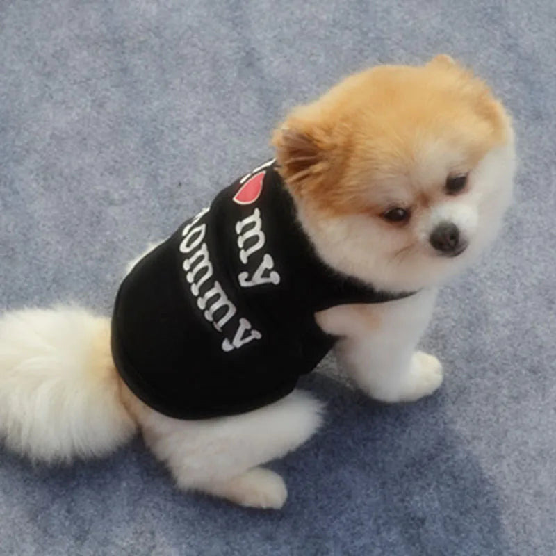 Small Dog Clothes Soft Cotton Puppy Shirt Classic Daddy Mommy Printed T-shirt Pet Vest Clothing for Cats Chihuahua Dog Apparel