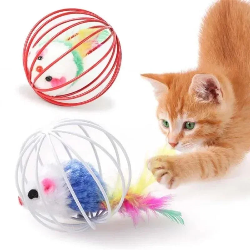 Cat Toy Pet Cat Kitten Playing Mouse Rat Mice Ball Cage Toys Pet Supplies Random Color аксесуари для котів