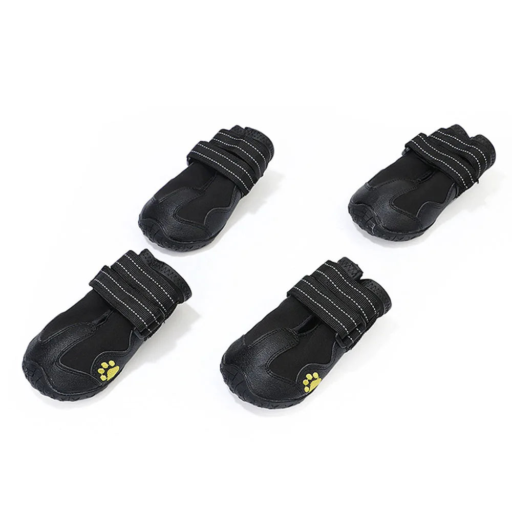 4pcs/set Pet Dog Shoes Reflective Waterproof Dog Boots Warm Snow Rain Pet Booties Anti-slip Socks Footwear For Medium Large Dogs