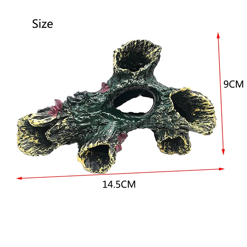 Artificial Aquarium Decoration Resin Tree Root Aquatic Fish Tank Ornament Decor Tree Hole Crystal Shrimp Dodge Breeding House