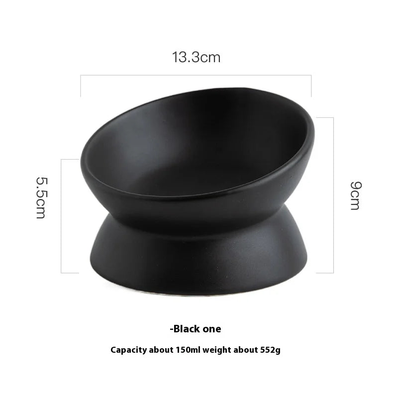 Ceramic bowl, cat bowl, dog bowl, pet bowl, slanted mouth, high foot protection, cervical spine, dog, cat, food bowl, pet suppli