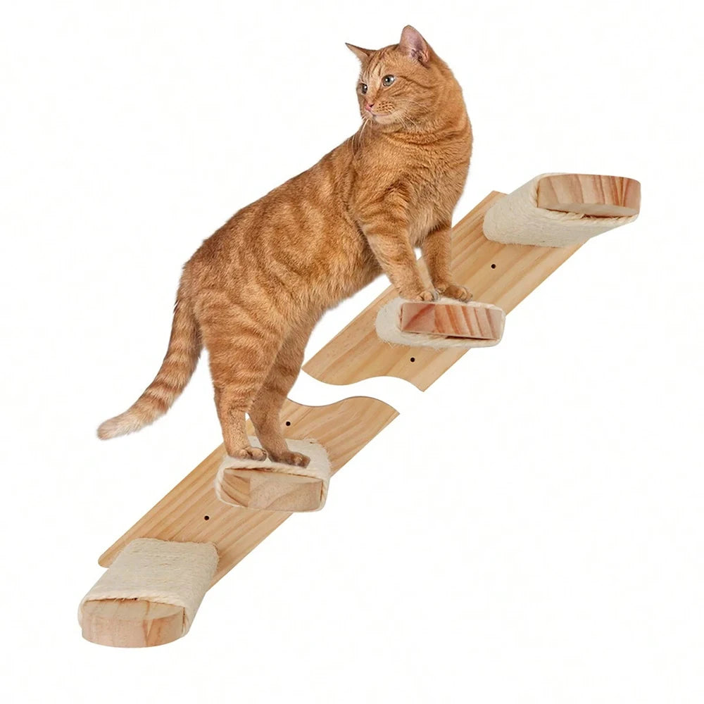 Cat Wall Shelf Wooden Cat Perch Furniture for Sleeping Cats Shelves Stair Cat Climbing Training Steps Kitten Tower Tree Hammock