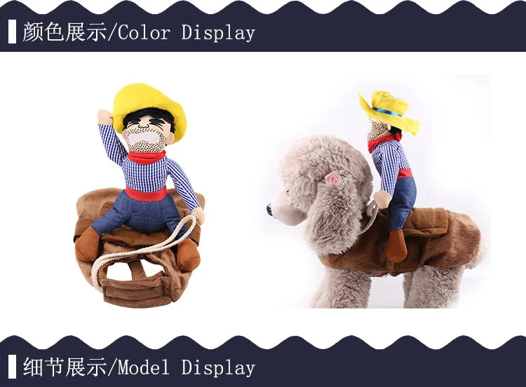 Pet Costume Dog Suit Cowboy Rider Style Dog Carrying Costume for Small Medium Large Dogs Halloween Clothes