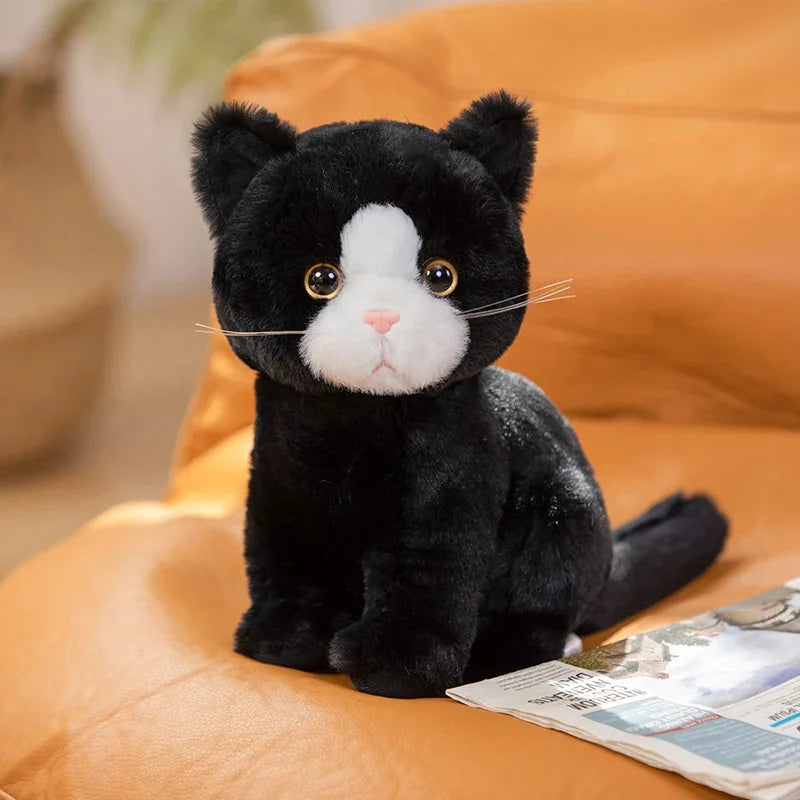 26cm Simulation Grey White Black Cat Plush Toy Cartoon Sitting Lifelike Kitten Animal Cats Artificial Touch Doll Gift for Kids