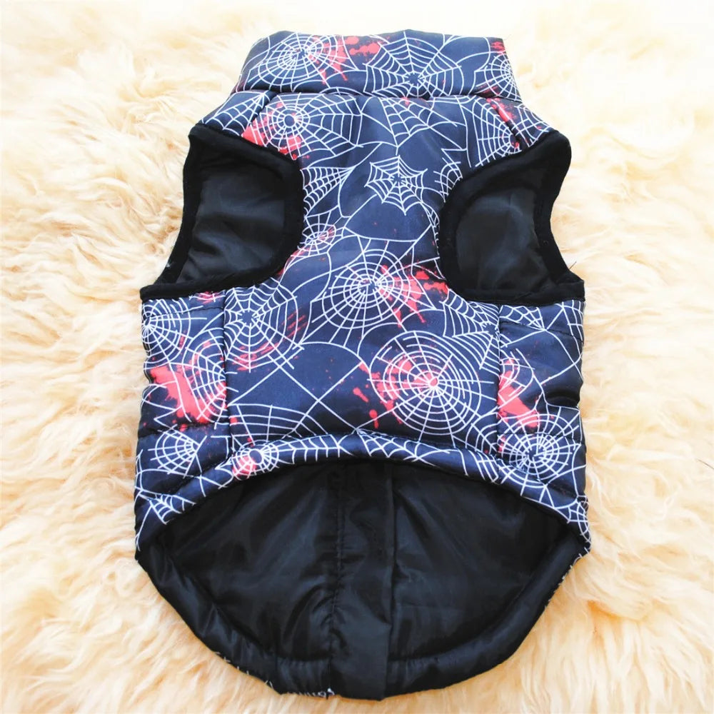 Windproof Pet Vest Jacket Winter Warm Big Dog Clothes Puppy Harness Clothing Funny Printed Coat for Small Medium Dogs Cats XS-XL