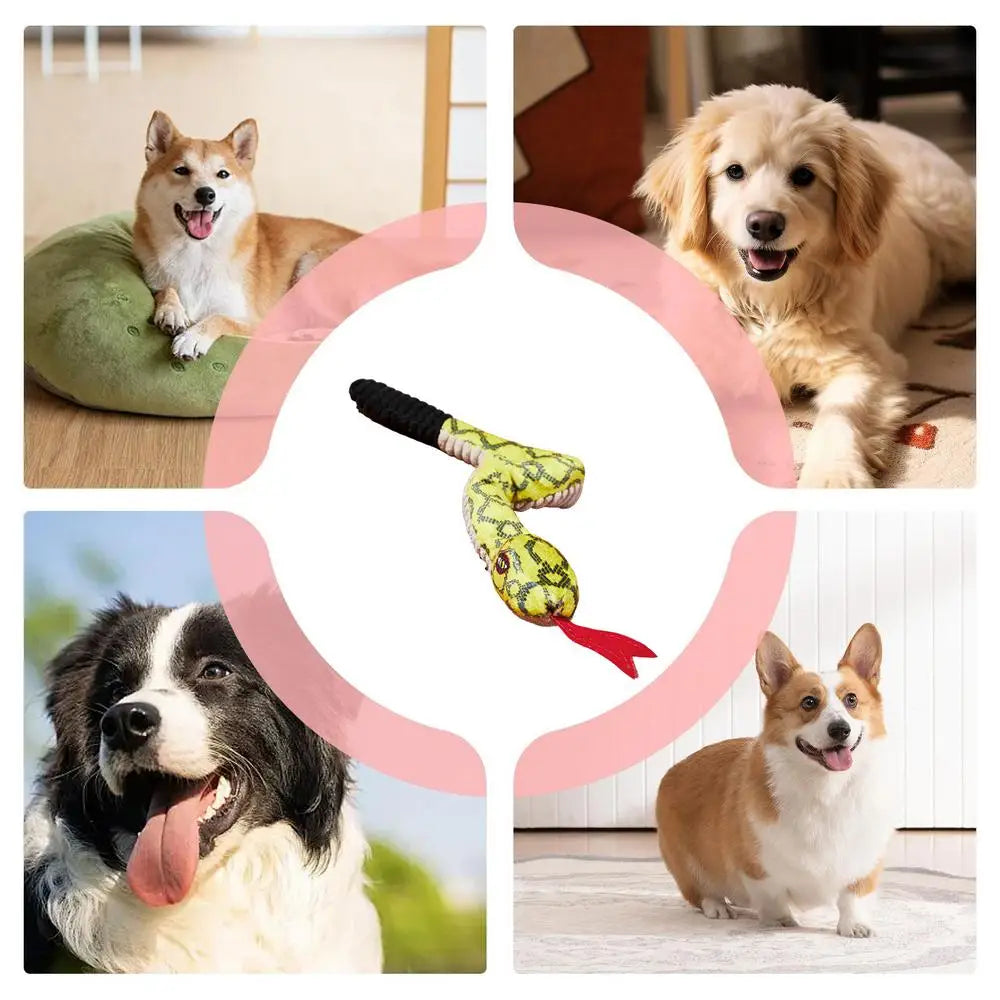 Squeaky Snake Dog Toy Plush Cute Dog Chewing Toy Stuffed Animal Bite-resistant Sounding Paper Animals Chew Toy For Puppy Dogs