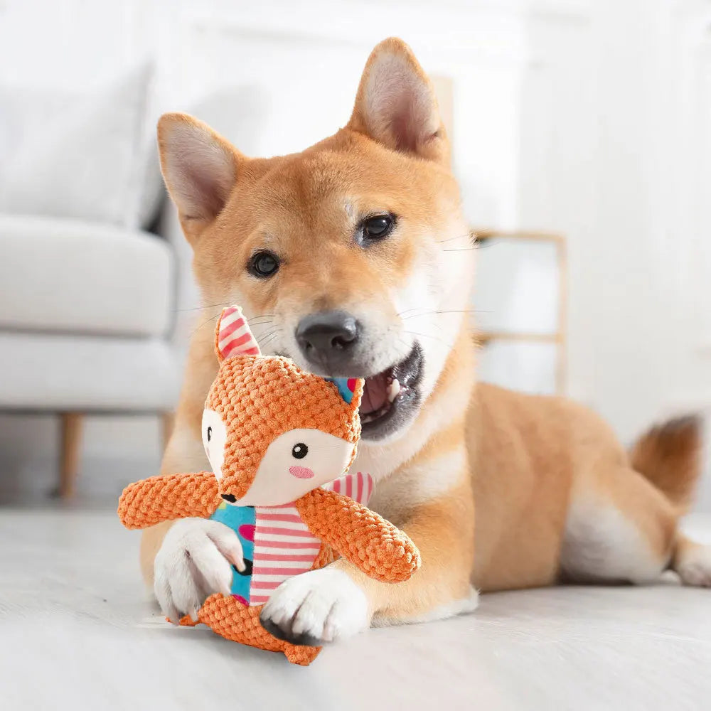 Squeaky Dog Toys for Small Medium Dogs, Elephant Rabbit Fox Plush Dog Chew Toys with Soft Fabric, Puppy Toys to Keep Them Busy