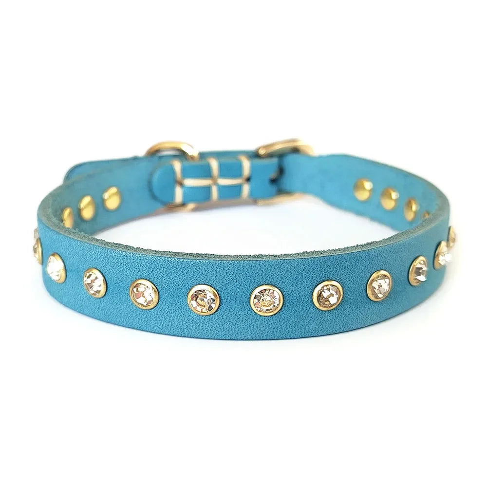 Soft Real Leather Cat Collar Non Breakaway Kitten Collar for Girl Boy Studded Leather Pet Collar for Puppy Small Cat Accessories