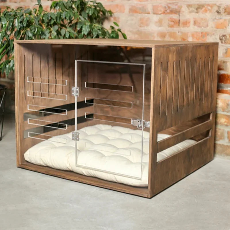 Modern Indoor Solid Wood Dog Puppy Pet Cages Crates For Large Dogs Customized Wooden Dog Crate Kennel House