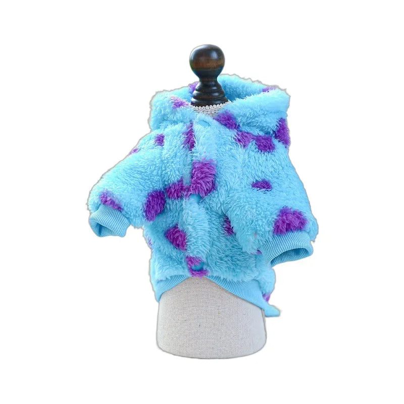 Pet circle, dogs, cats, clothes with plush insulation, comfortable short style, flower dinosaur
