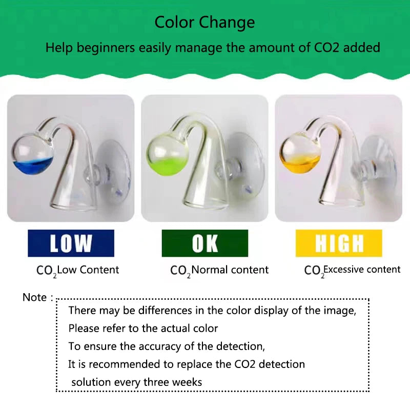 Glass Aquarium CO2 Indicator Fish Tank Liquid Tester Monitor Plants Grass CO2 System Drop Checker For Fish Tank Aquatic Planted