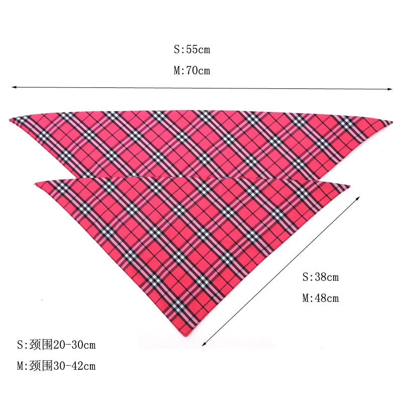 Floral Cotton Pet Collar for Kitten Double Layered Dog Harness Accessories Luxury Designer Outdoor Plaid Triangle Neck Collar