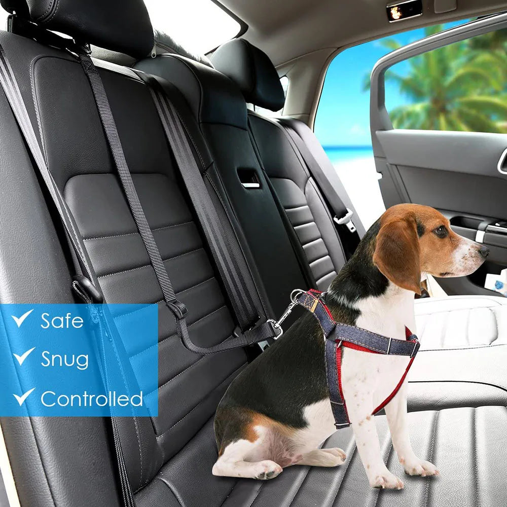 Dog Safety Seat Belts Strap Car Headrest Restraint Adjustable Nylon Seatbelt for Dog Pet Cat Vehicle Seatbelt for Harness Collar