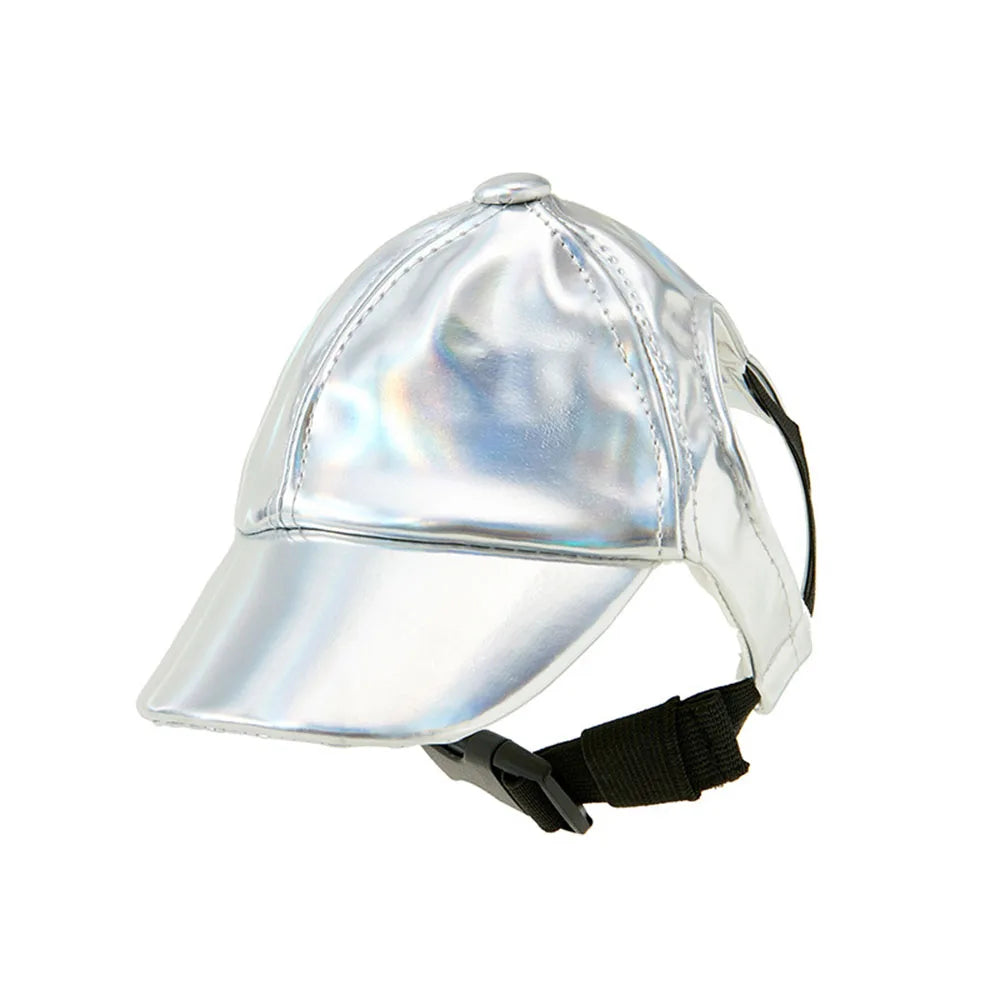 Dog Baseball Cap Fashion PU Dog Sun Hat Dog Peaked Cap with Ear Holes Adjustable Puppy Hat Waterproof Outdoor Pet Outfit Dog Cap