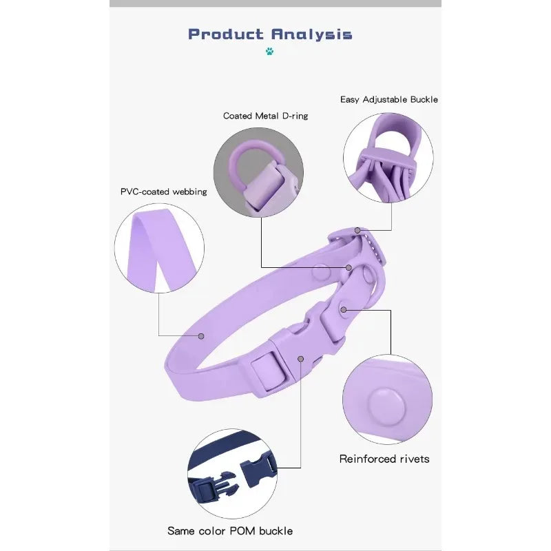 New Macaron Colored PVC Dog Collar Waterproof Dirt Resistant Easy To Clean Pet Collar Adjustable Neck Collar Pet Dog Collar Set