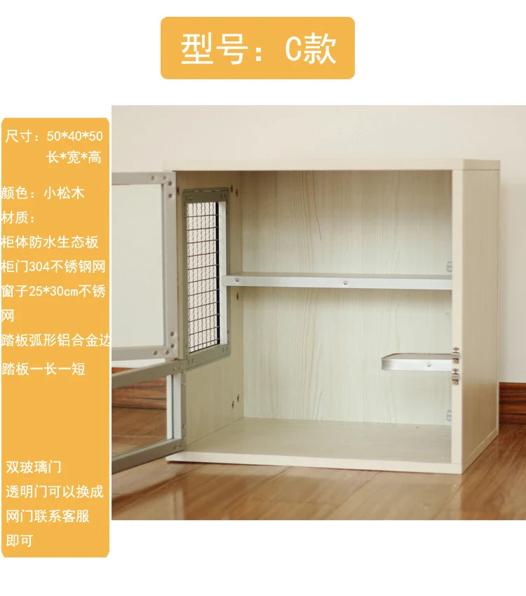 Squirrel Dragon Cat Dog Cat Iron Cage Wooden Cabinet Cage Ecological Board Ice Nest Stainless Steel Net Villa Non-acrylic Cage